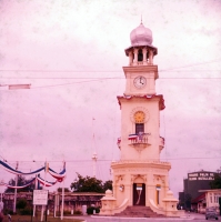 Clock tower at roundabout Beach St Penang
